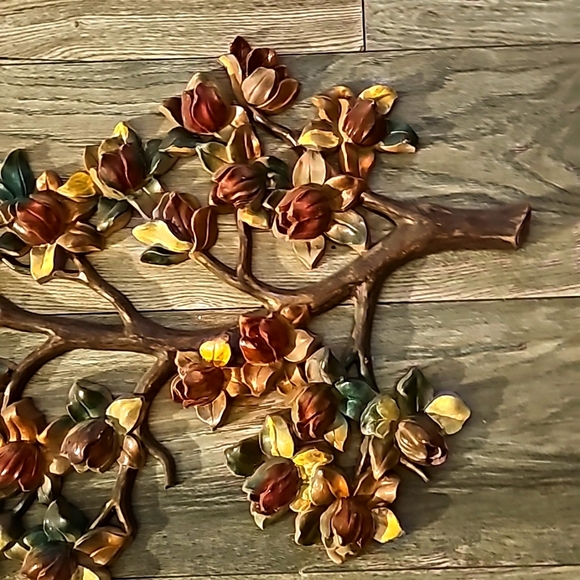 Syroco Inc floral wall decor vintage red flowers mcm boho - Picture 3 of 9